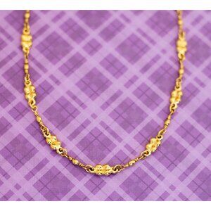 Vintage Gold Tone Double Beads Elegant Necklace 28 inch - V12